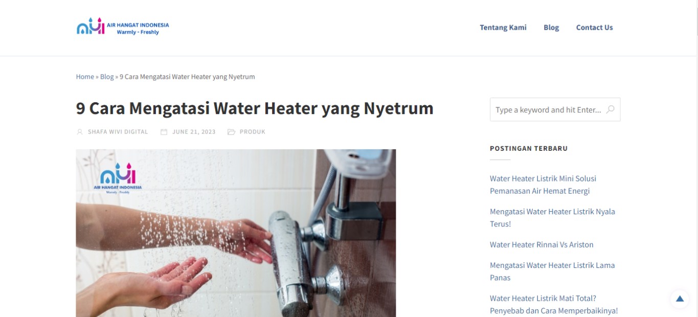 artikel cara mengatasi water heater yang nyetrum oleh Shafa Fadhillah