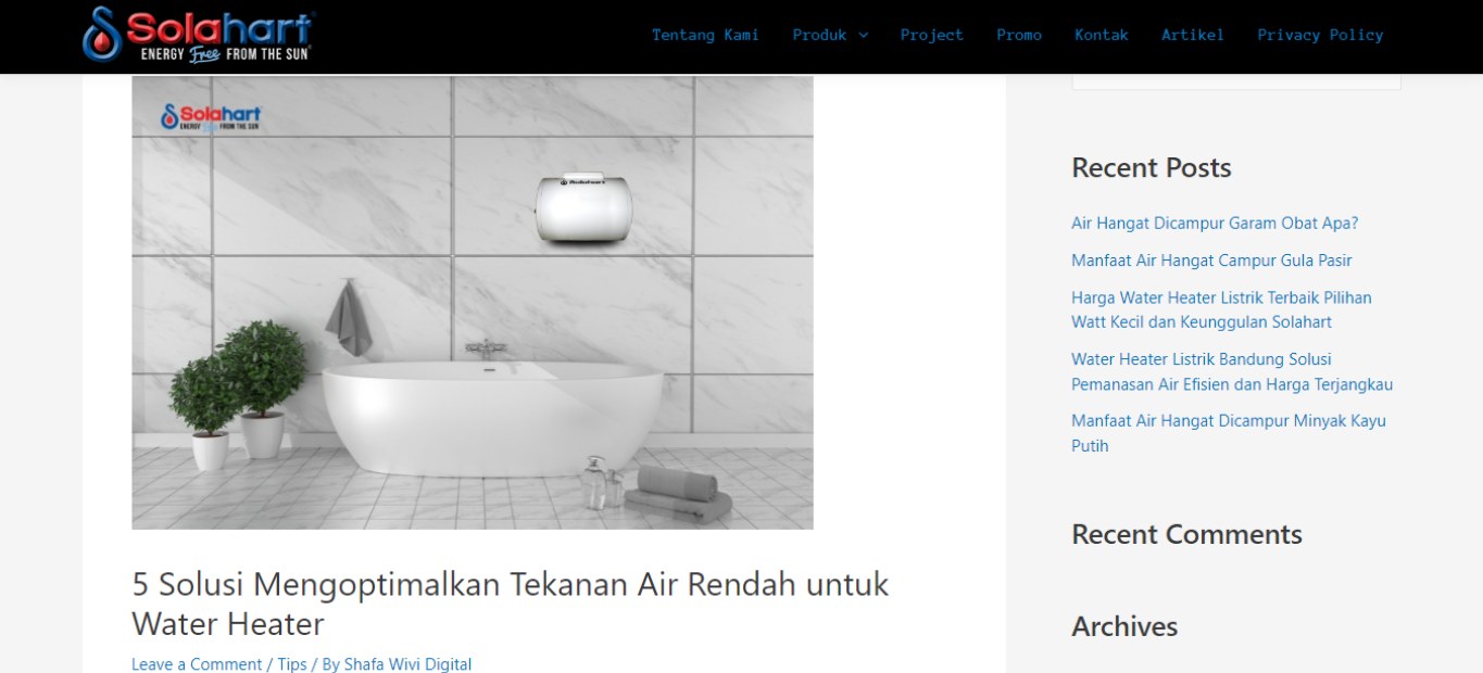 artikel water heater tekanan air rendah oleh Shafa Fadhillah